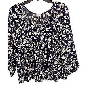 Old Navy Dark Blue Peasant Blouse Size XL